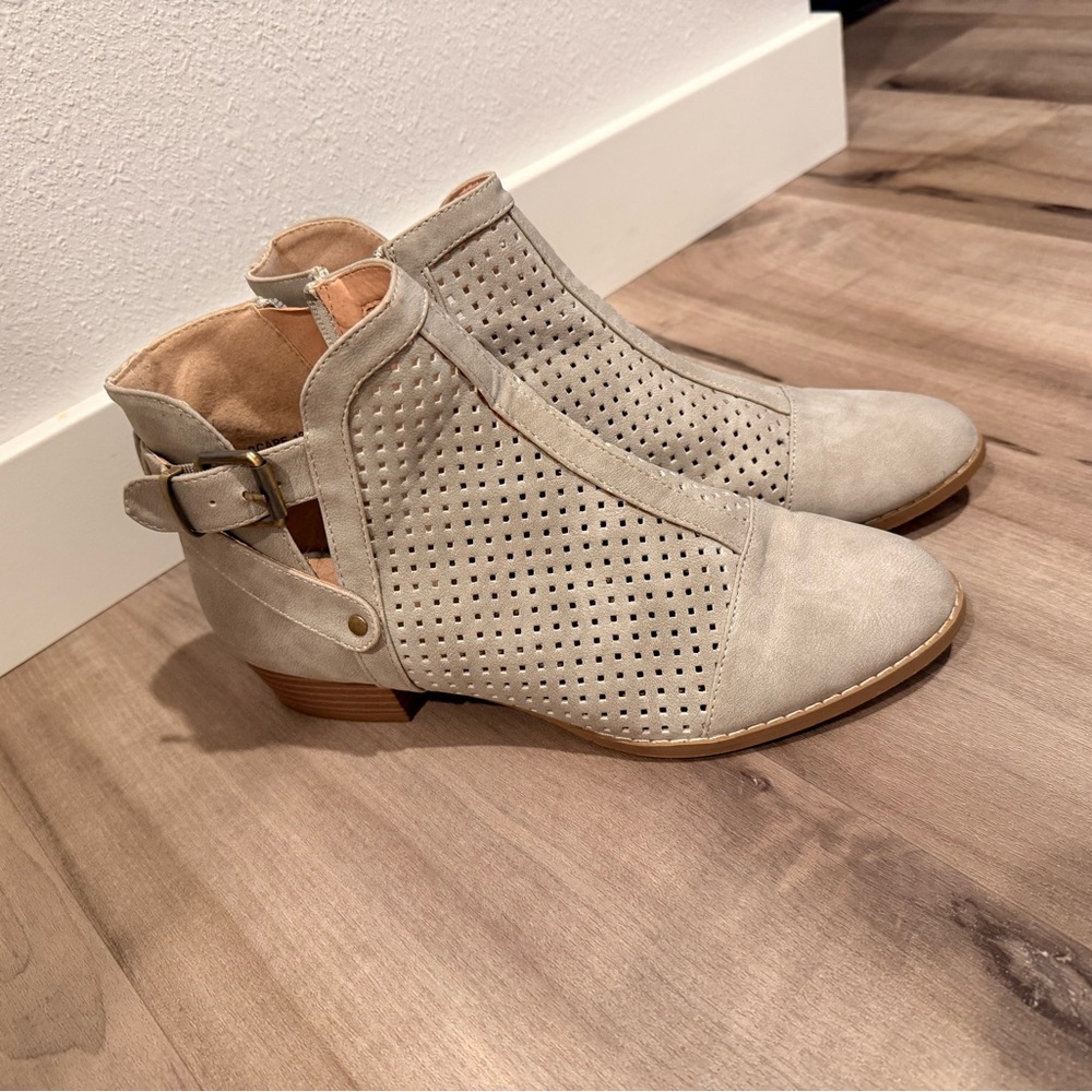 Elegant Perforated Ankle Booties